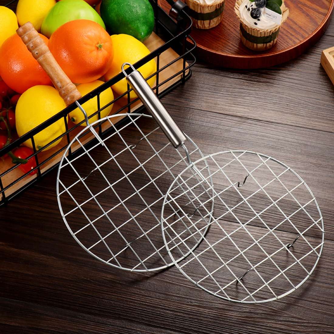 Grilling Net Model Wooden Handle Quantity 2Pcs