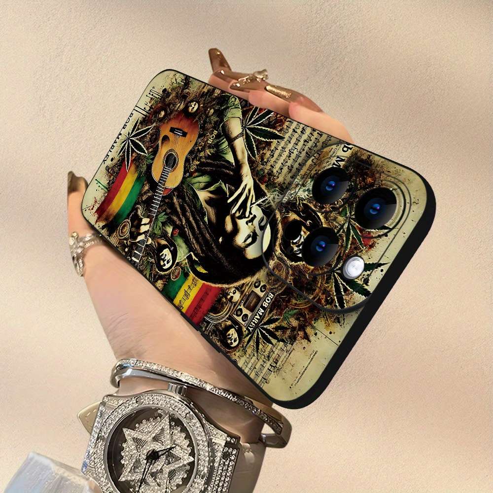 1Pc Black For iPhone 16 Bob Marley Reggae Phone Case