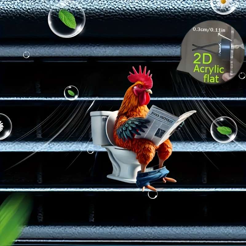 Car Interior Decor Style Reading Newspaper Rooster