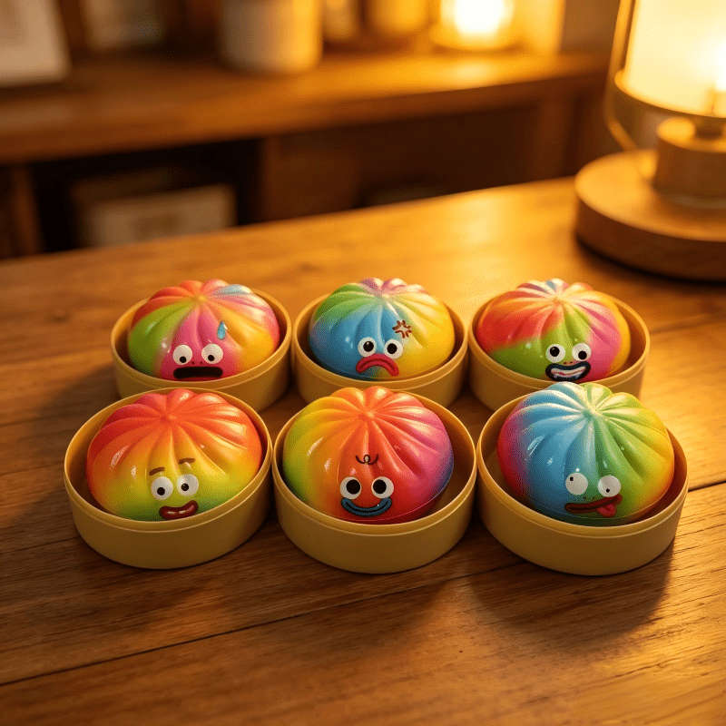 Squeezable Toys Style 2Pc1 Steamed Bun 1 Steamer Set Items Random Colors And Styles