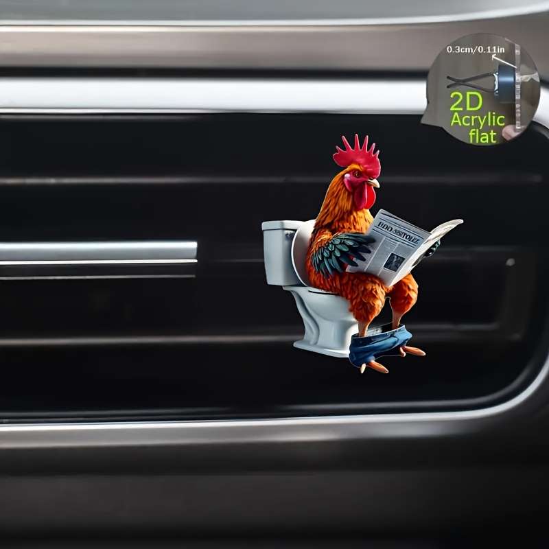 Car Interior Decor Style Reading Newspaper Rooster