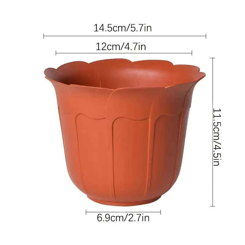 Flowerpot  1Pcmodel Brick-Red Fluted Flower Pot