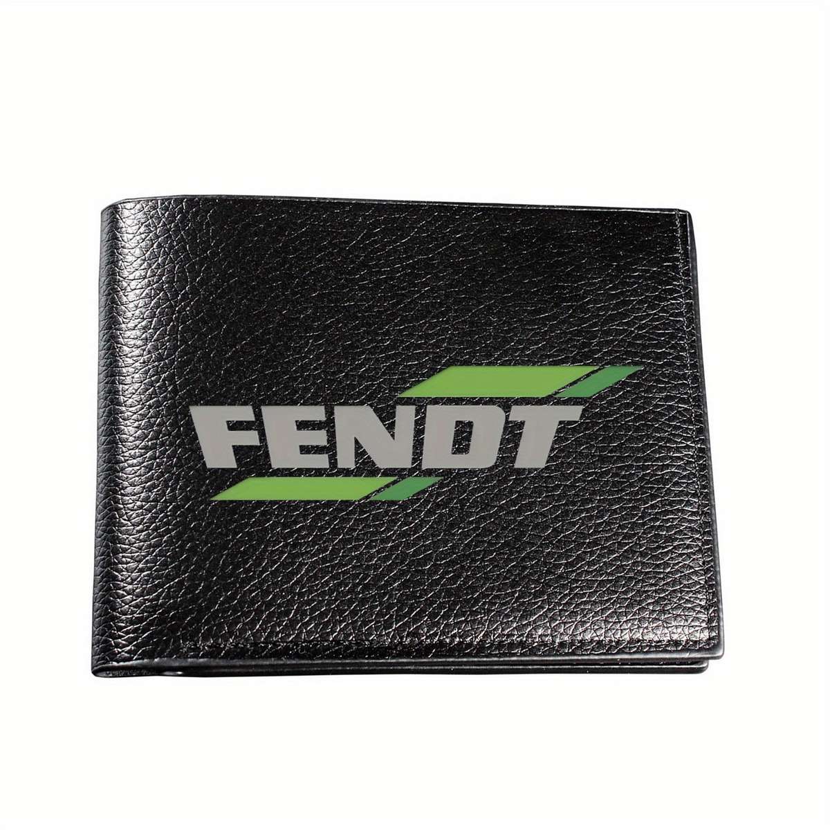 Fendt Men'S Faux Leather Bifold Walletblack Crocodile Texture With Green Logo Multi-Card Sl