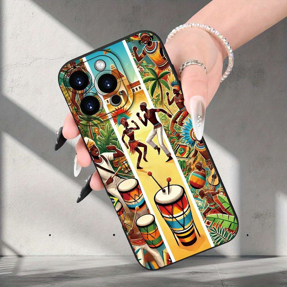 1Pc Black For iPhone 14 African Cultural Patterns Phone Case