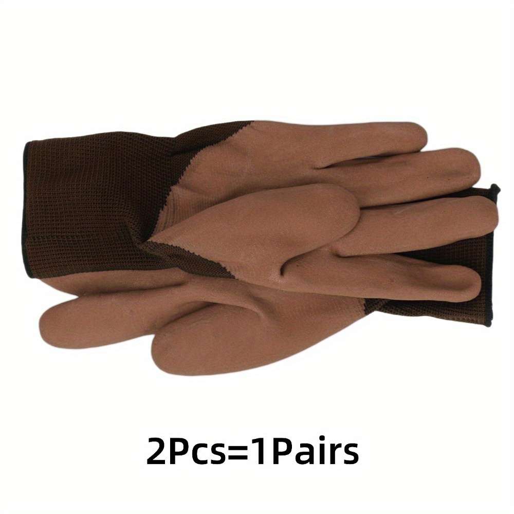 Work Gloves Color Thickened Coating   Brown Size 2Pcs 1Pair