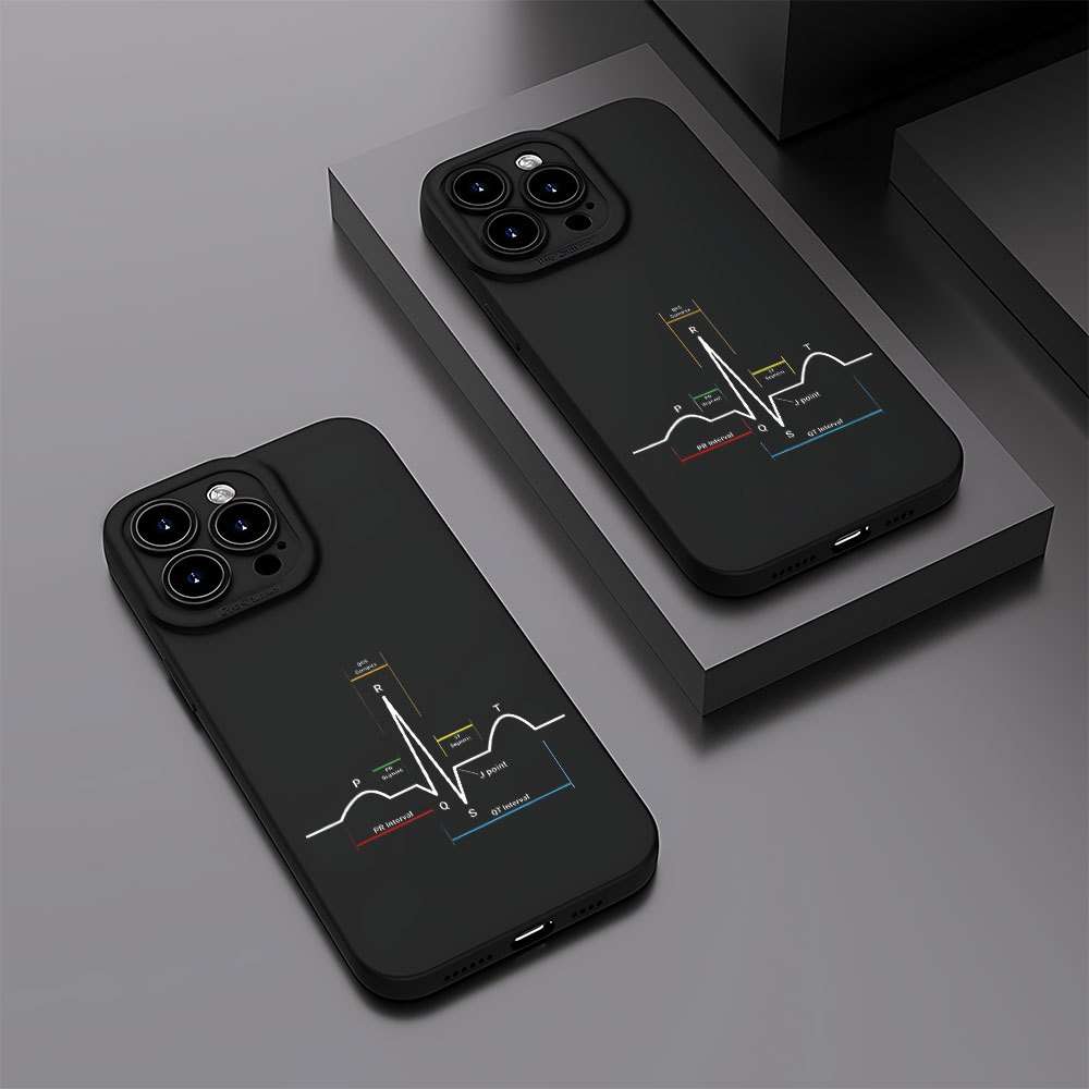 1Pc Black For iPhone 7 Plus 8 Plus Heartbeat Pattern Phone Case