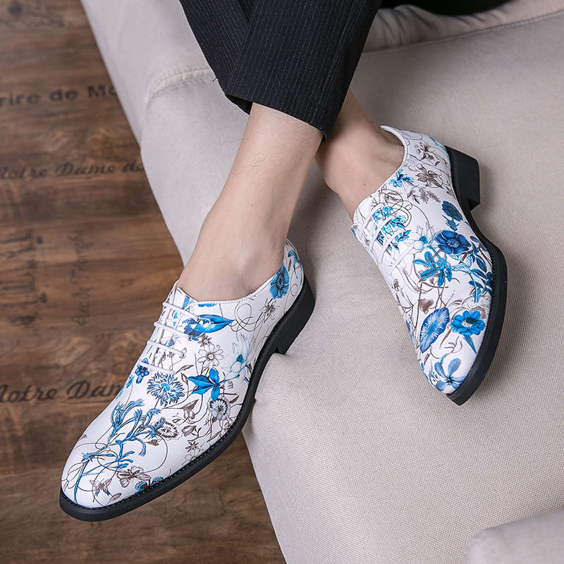 Mens Leather Shoes Color White Blue Sizeuk 9.5