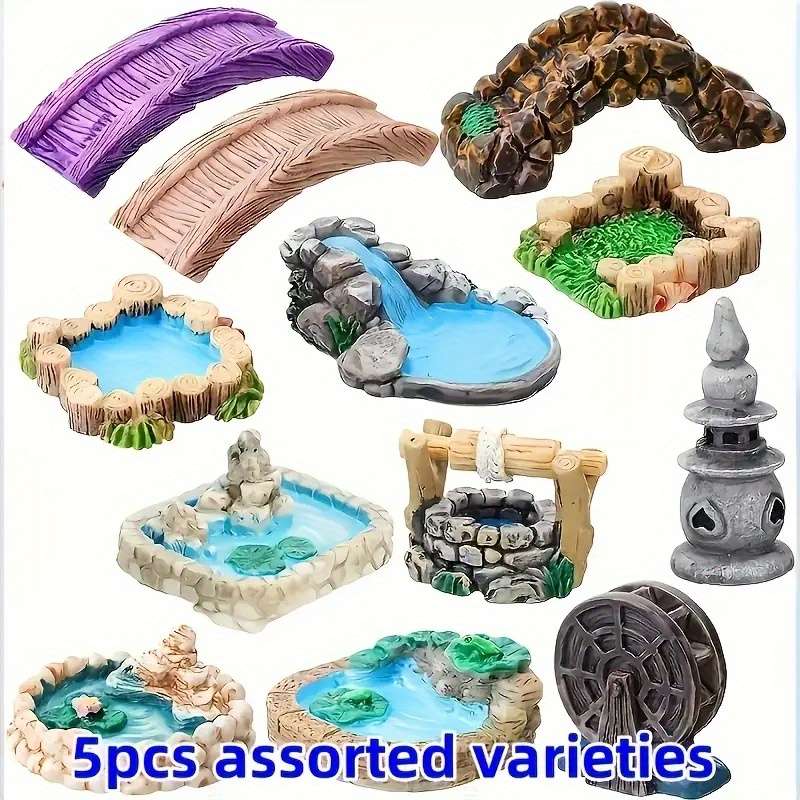 Handmade Resin Mini Fairy Tale Garden Well West Lake Lighthouse Statue Diy