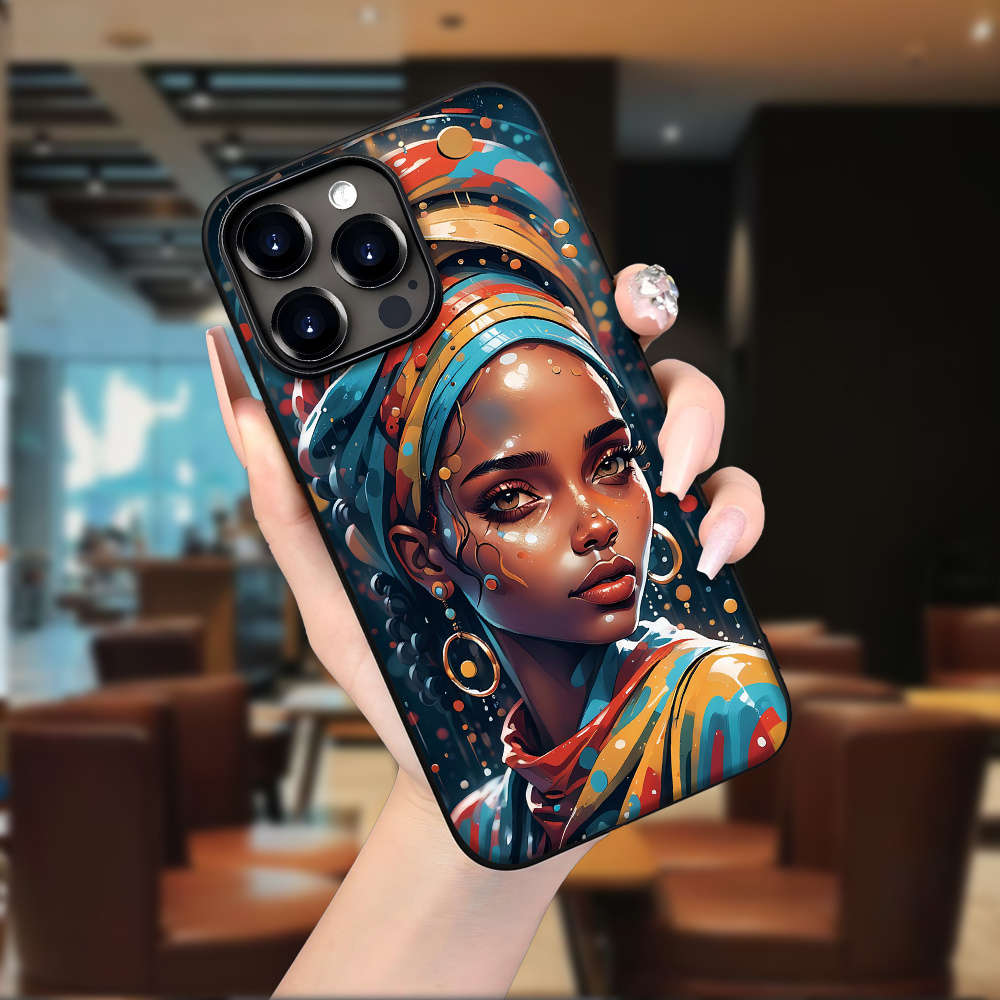 1Pc Black For iPhone XR African Woman Style Phone Case