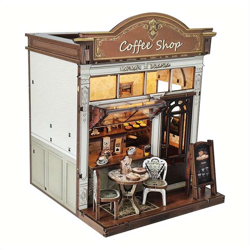 3D Building Model Puzzle Set Style Meet Coffee House