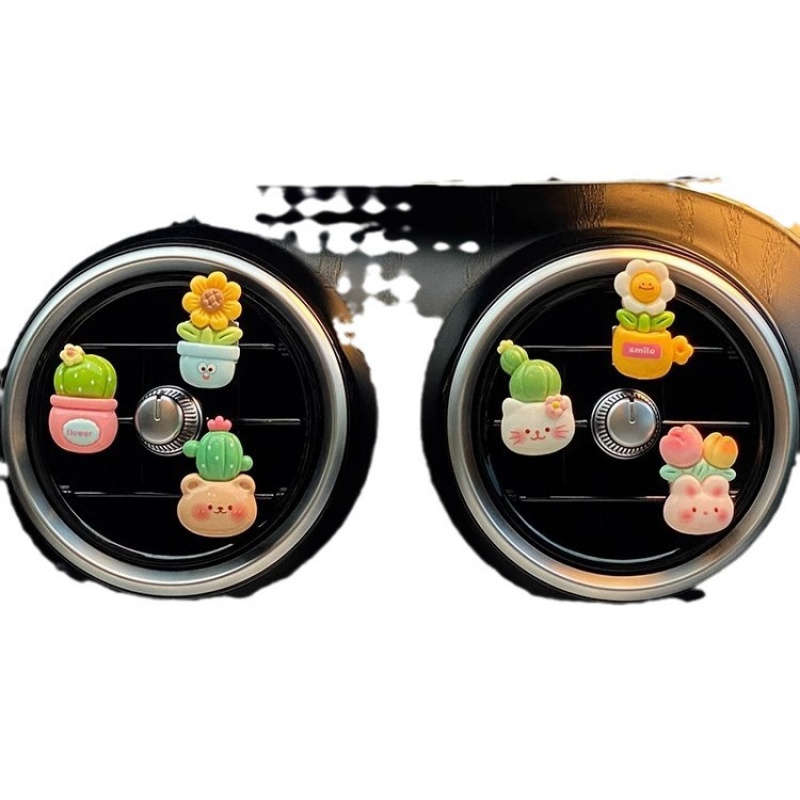 Car Interior Decor Style Cute Potted Animals 6 Pack
