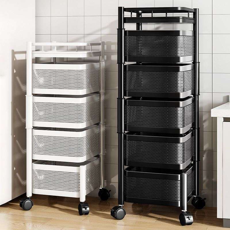 Bathroom Storage Rack Color Metal White 5Layer Rotation