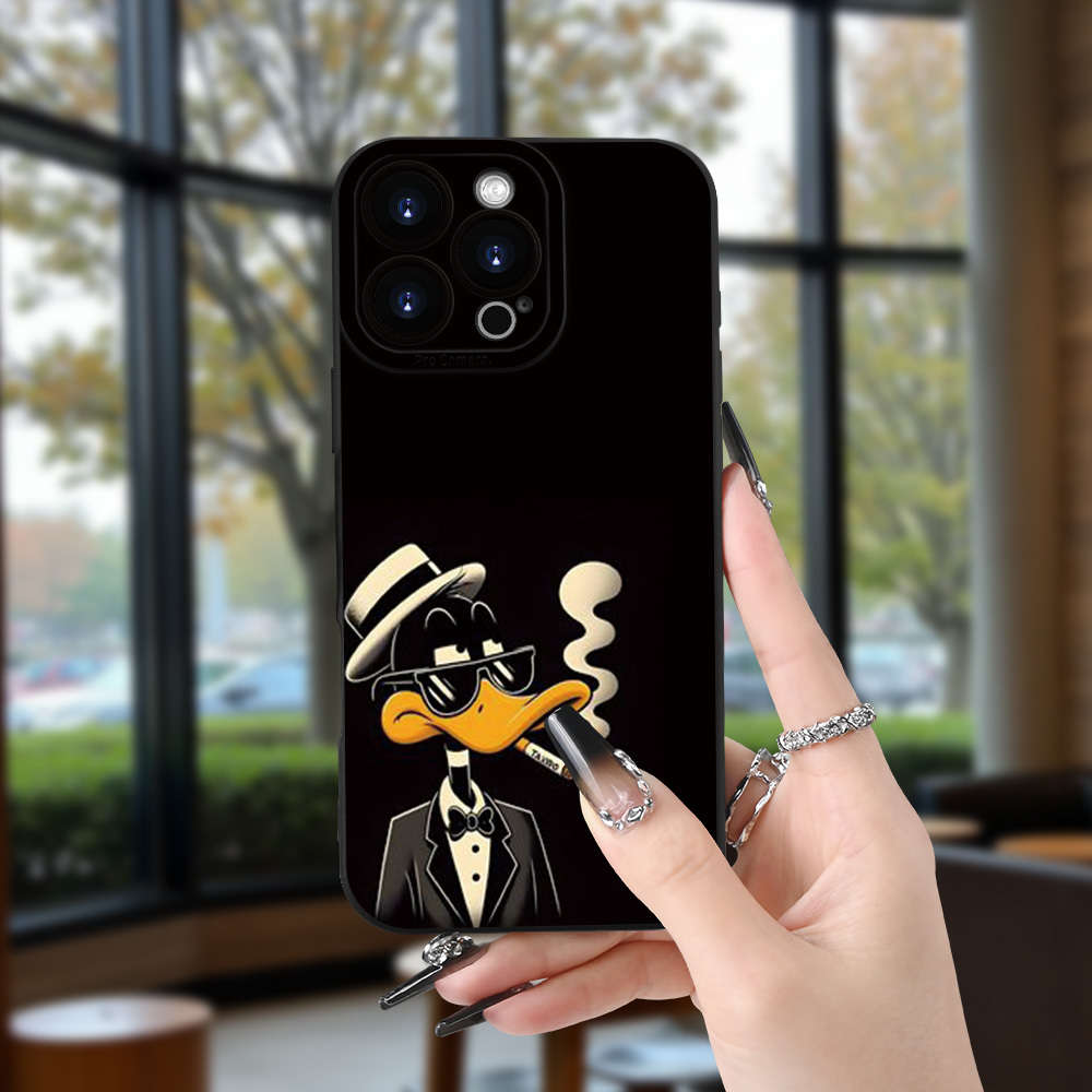 1Pc Black For iPhone 14 Unique Duck Designs Phone Case