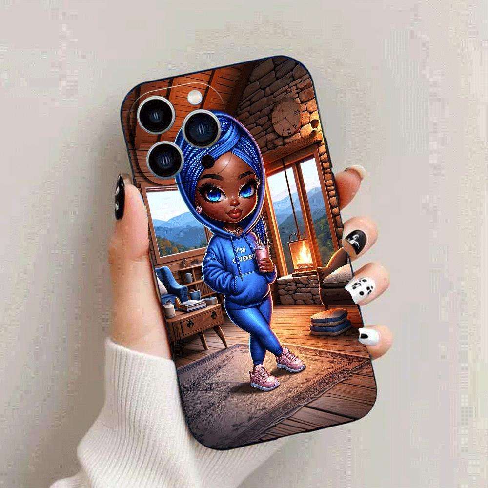 1Pc Black For iPhone 16 Pro African Design Phone Case