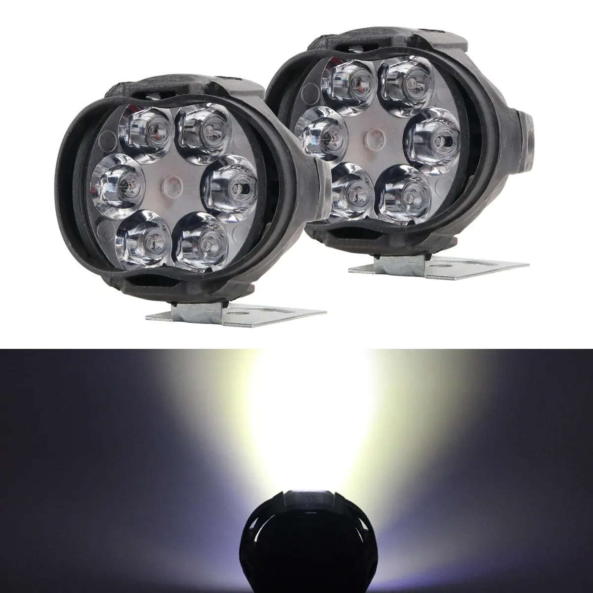 2pcs 12V LED Work Lights for Motorcycles Featuring 6 Leds Suitable for Various Uses