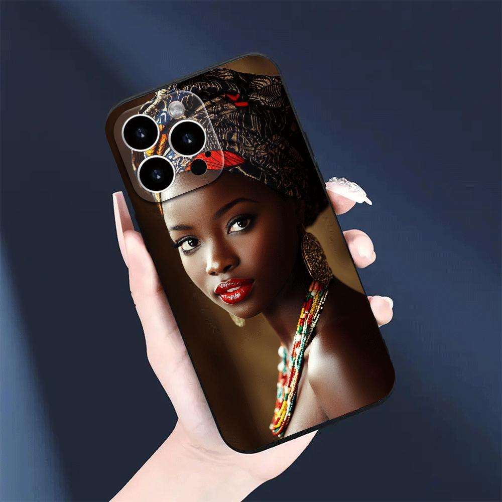 1Pc Black For iPhone 14 African Queen Phone Case