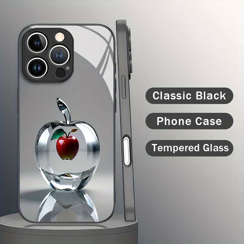 1Pc Mixed Color  For iPhone 15 Crystal Apple Pattern Phone Case