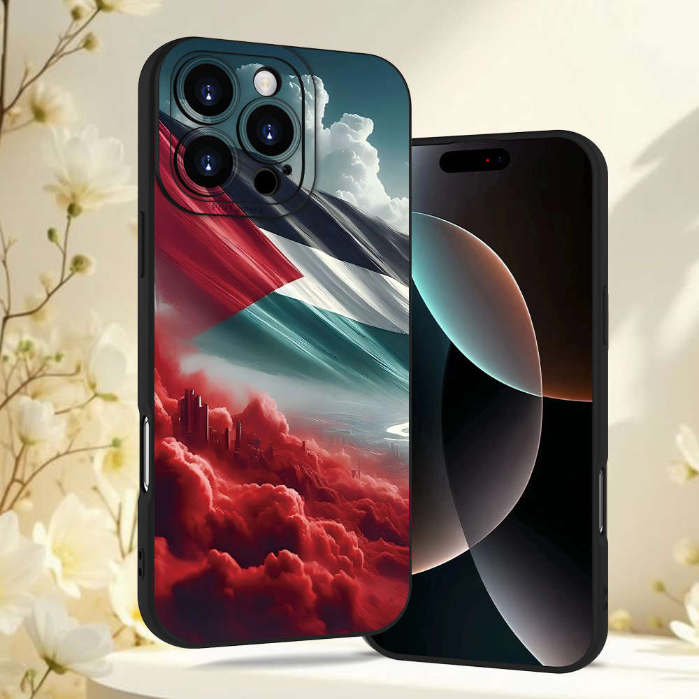 1Pc Black For iPhone 8 Plus Flag Pattern Phone Case