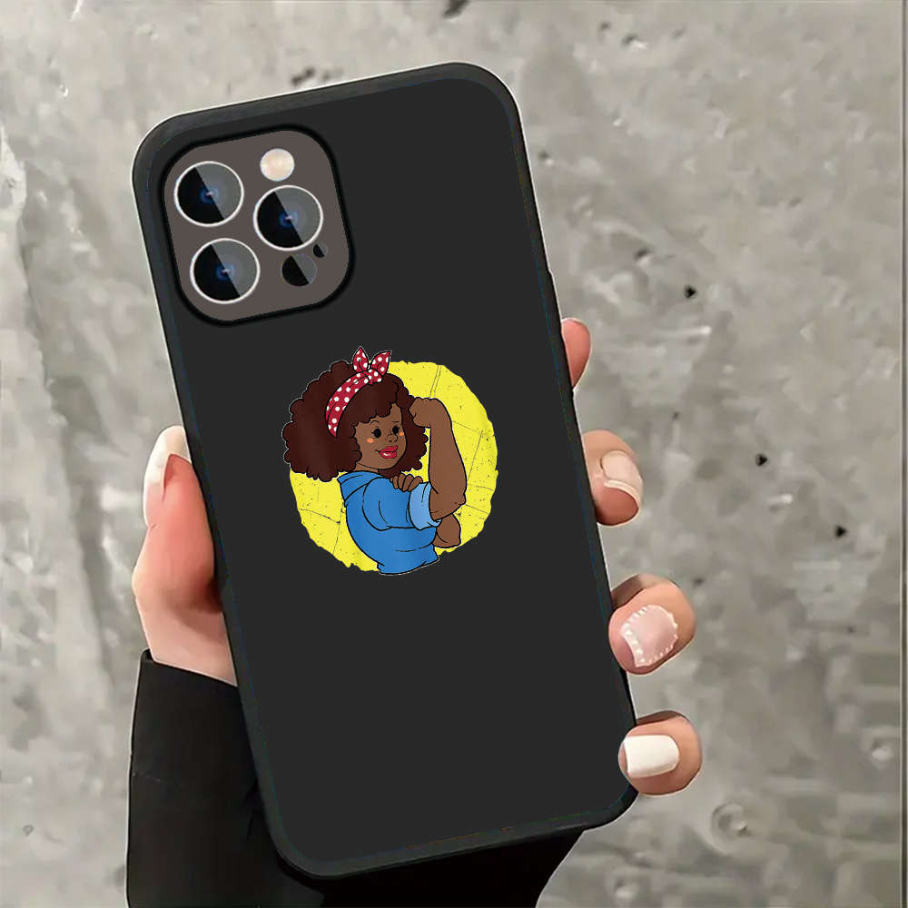 1Pc Ivory White For iPhone 13 Pro Max Empowered Woman Phone Case