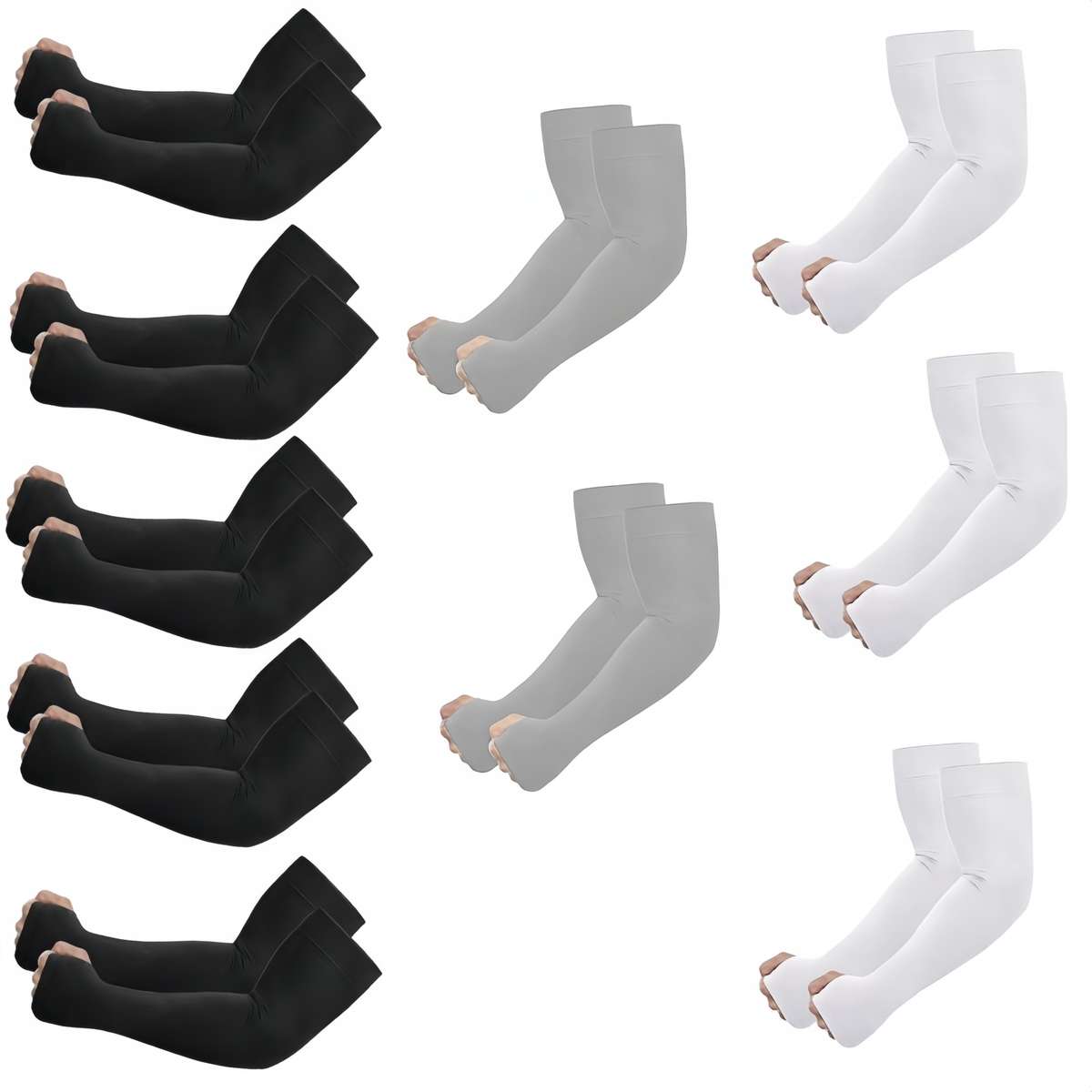 Sunscreen Sleeves Color 10 Pairs 5 Black 5 White