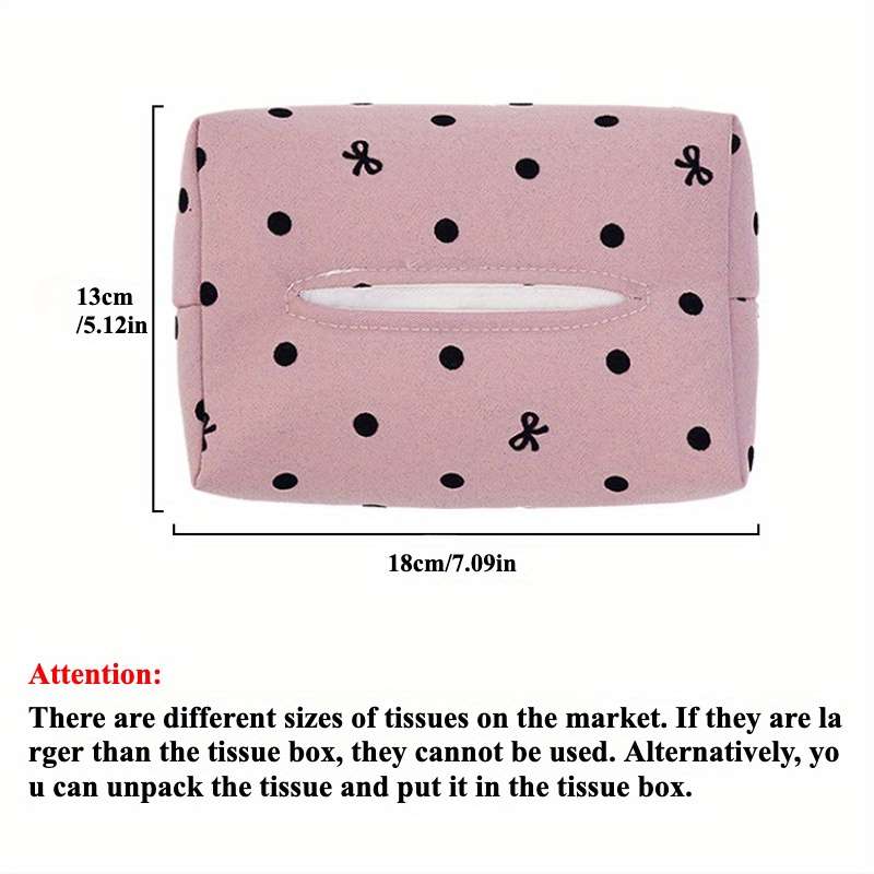 Car Tissue Box Style Polka Dot Bow Tissue Box Pink