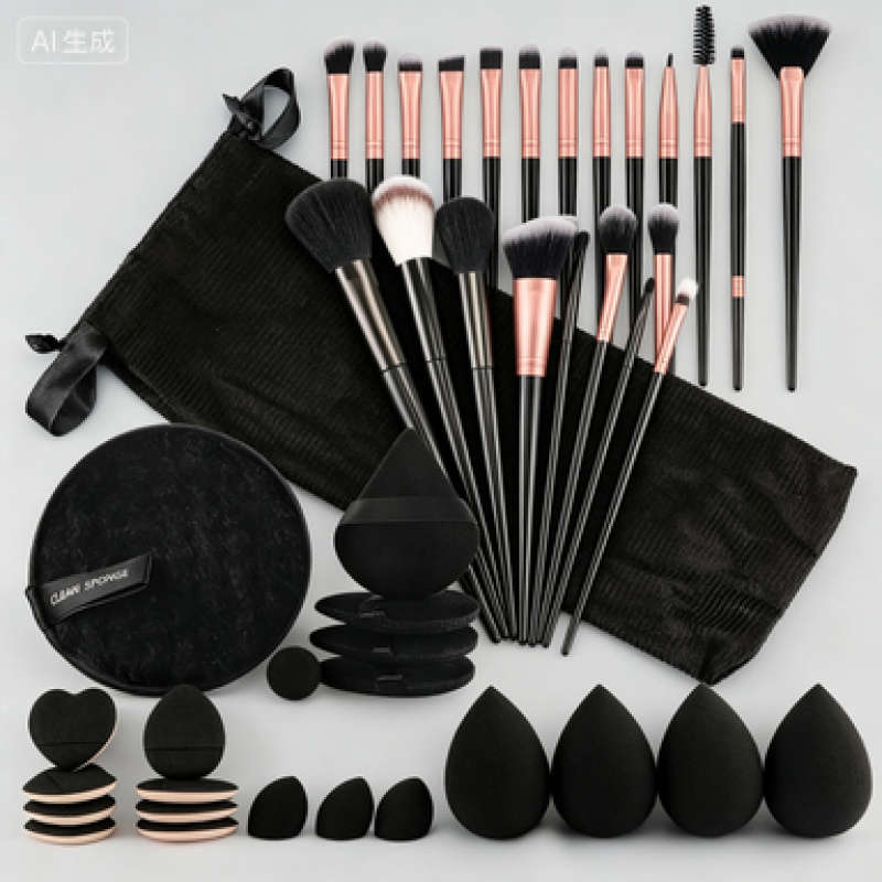 Makeup Brush Set Color 13 Black Items  Cloth Bag