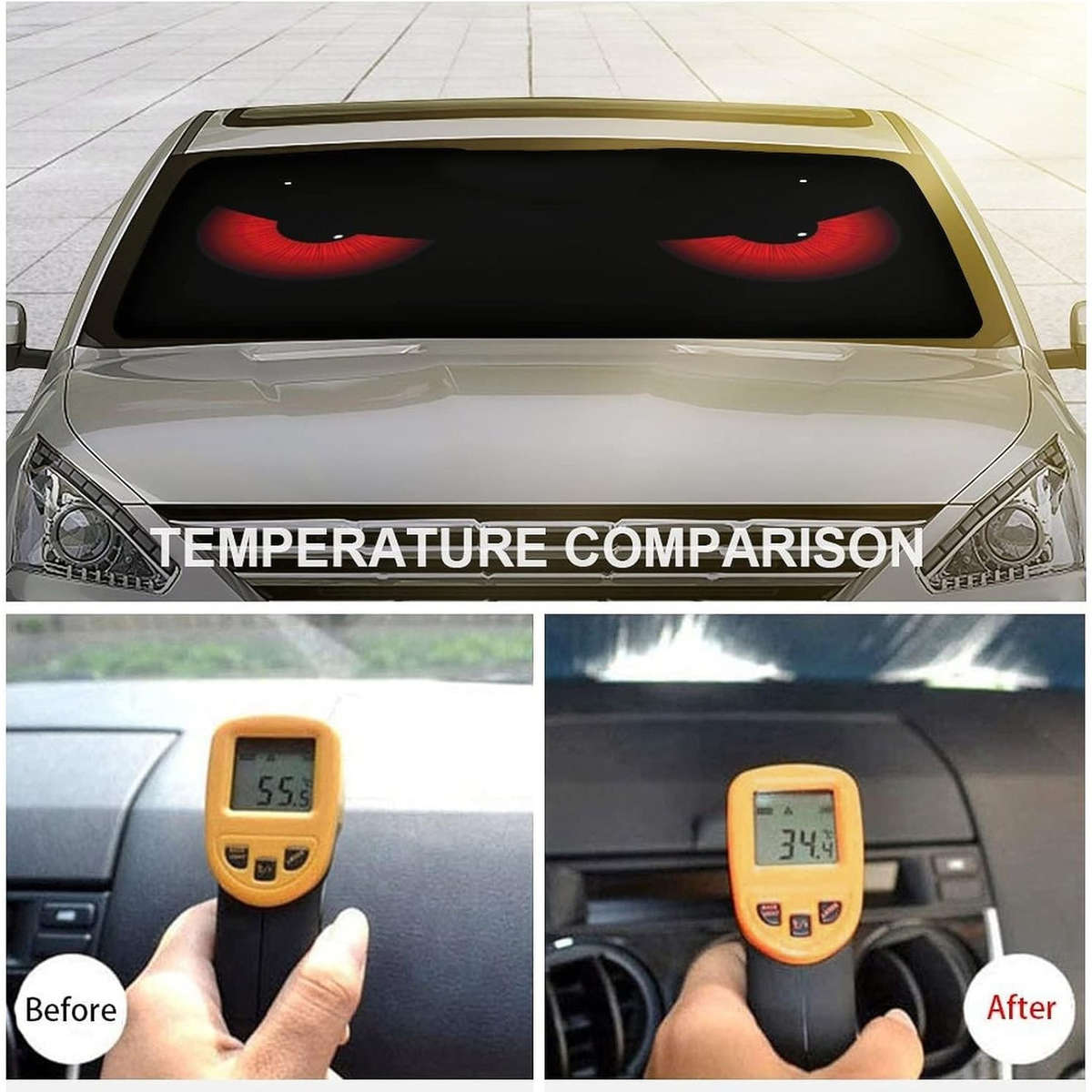 Car Sun Shades Quantity 1 Pc White Red Eye
