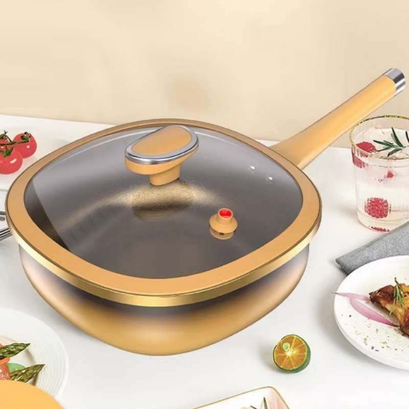 3Pcs Exquisite Titanium Coated Non Stick Wok Set Gift