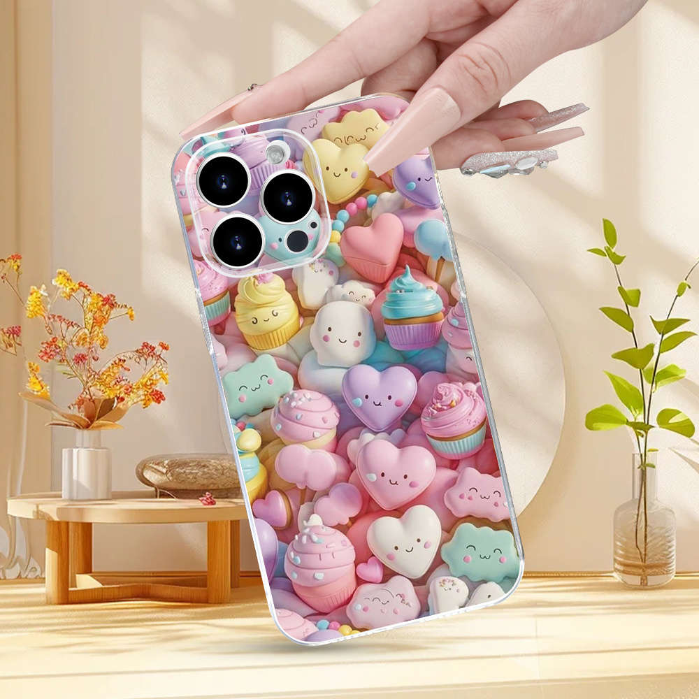 1Pc Transparent For iPhone 7 Plus Heart Shaped Pattern Phone Case