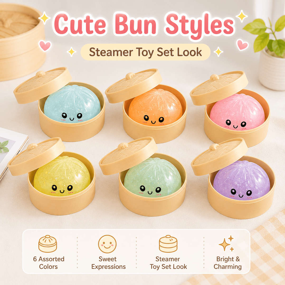 Squeezable Toys Color Random Colors And Styles Style 1 Set1 Bun Toy 1 Steamer