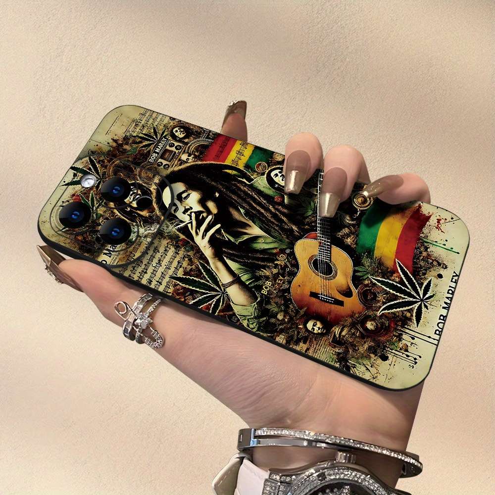 1Pc Black For iPhone 16 Bob Marley Reggae Phone Case