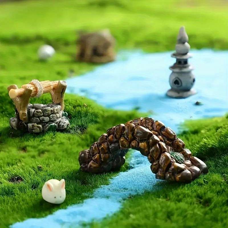 Handmade Resin Mini Fairy Tale Garden Well West Lake Lighthouse Statue Diy