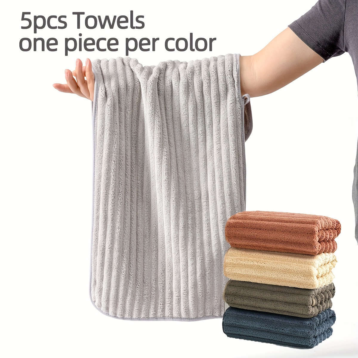 5Pcs Dark Microfiber High Hand Towels Stripe Comfortable Quality Soft Candy