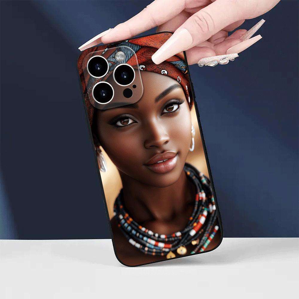 1Pc Black For iPhone 15 Plus African Woman Phone Case