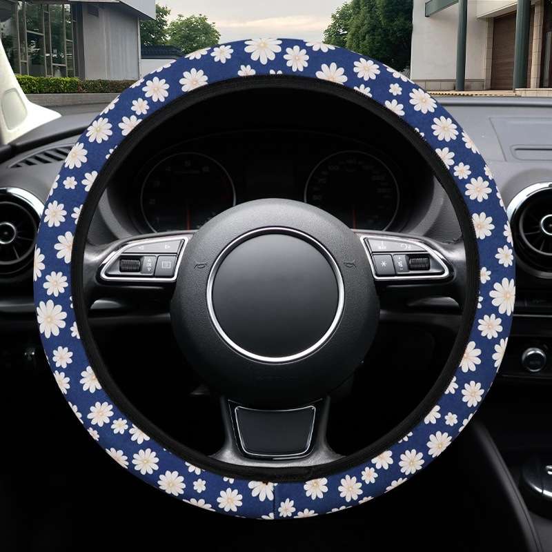 Car Steering Wheel Cover Multicolor Wildflowers Without Inner Circle Size 38Cm