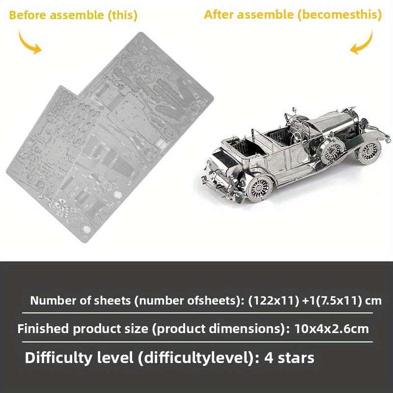 3D Building Model Puzzle Set Color Silvery