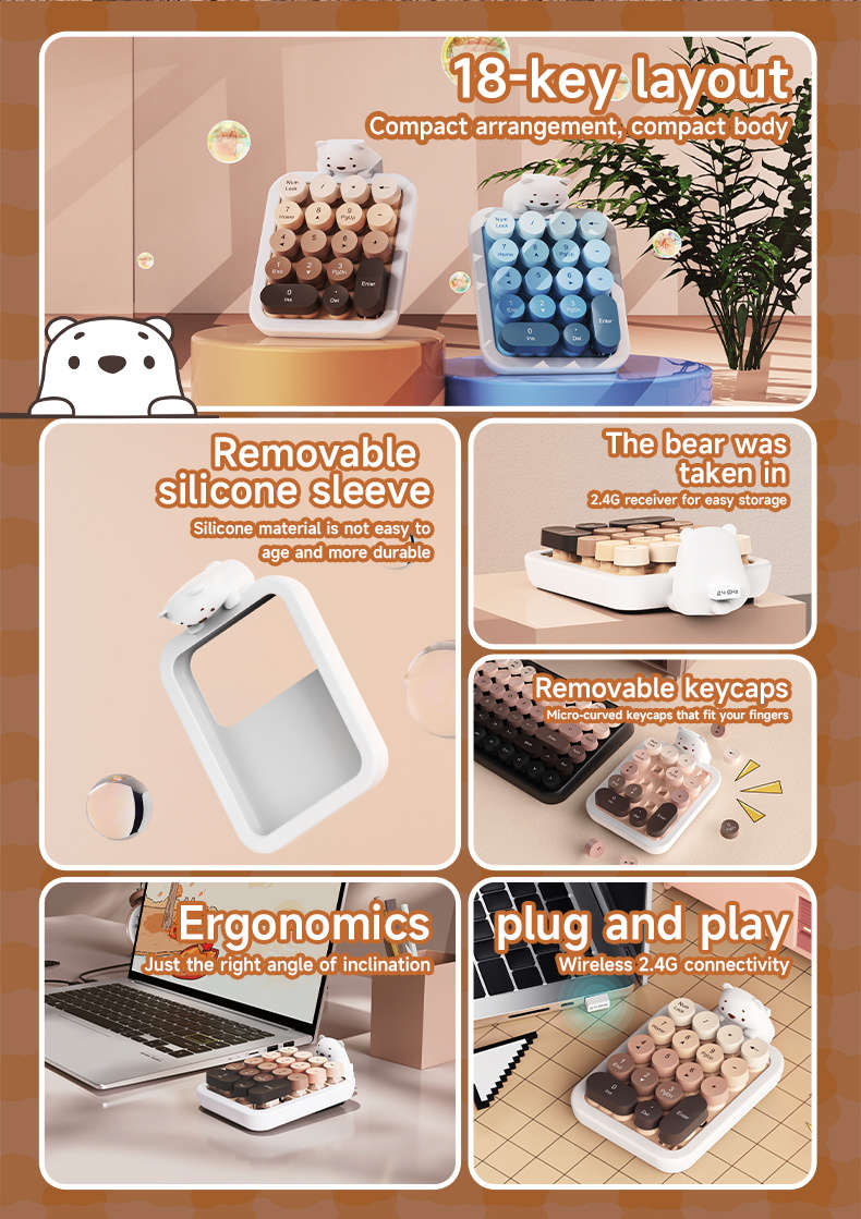 AJAZZ 18-Key Wireless Keyboard Brown
