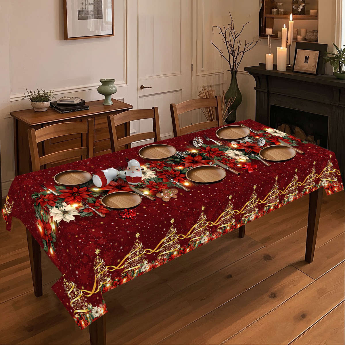 Christmas Tablecloth Size 150X150Cm  Round