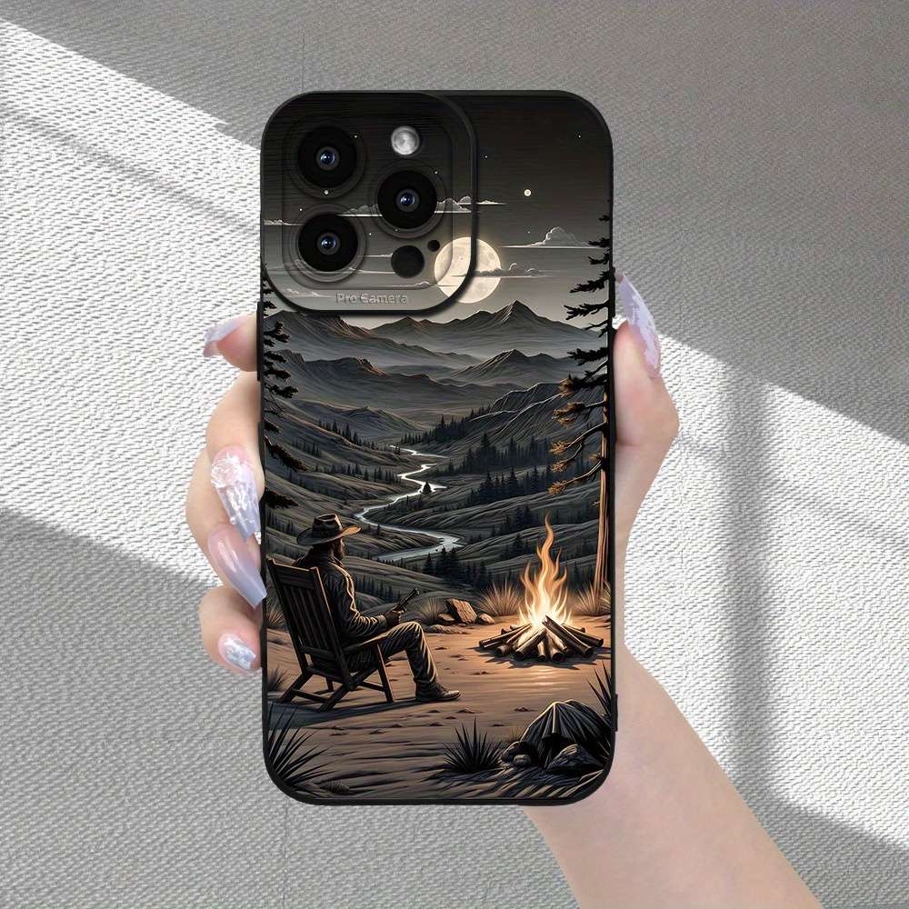 1Pc Black For iPhone SE Gentleman Fireplace Phone Case