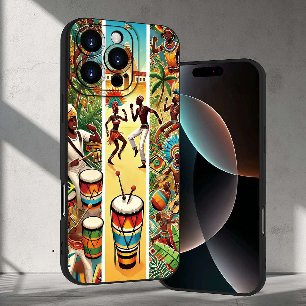 1Pc Black For iPhone 14 African Cultural Patterns Phone Case