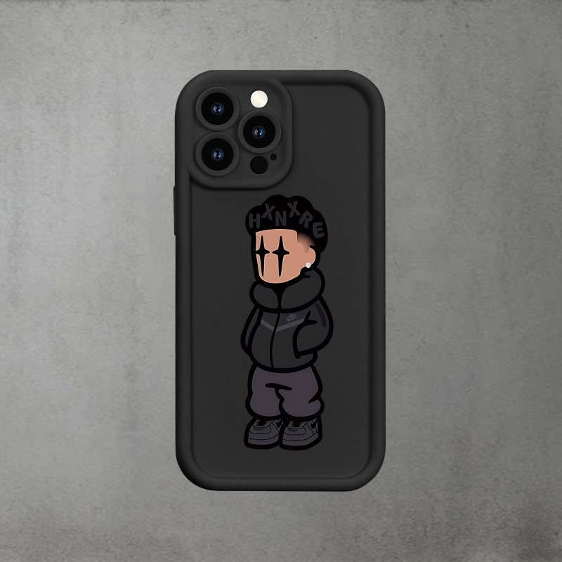 1Pc Black For iPhone 7 Plus 8 Plus Trendy Villain Pattern Phone Case