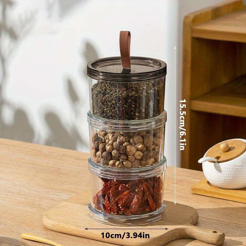 Sealed Jar Quantity 3Piece Set Round Handheld Spice Storage Box