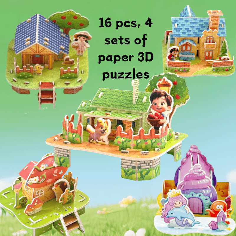3D Building Model Puzzle Set Model Random Quantity 4 Pcs