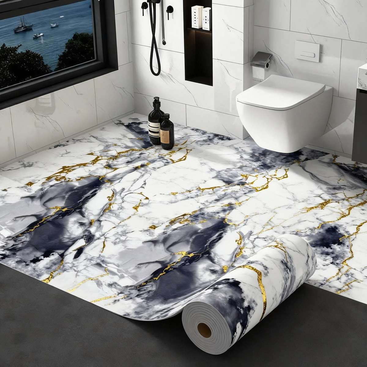 Floor Stickers Color Black Gilt Size 40X1000Cm Is 15.7X394In