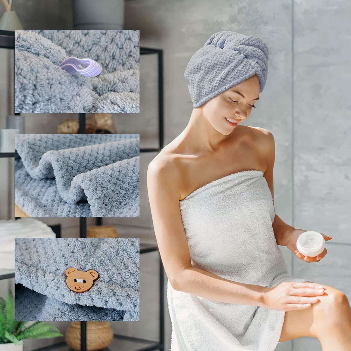Hair Turban 4Pcs Coffee Color