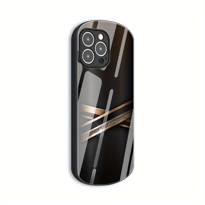 1Pc Black For iPhone 8 Black Golden Diamond Encrusted Phone Case