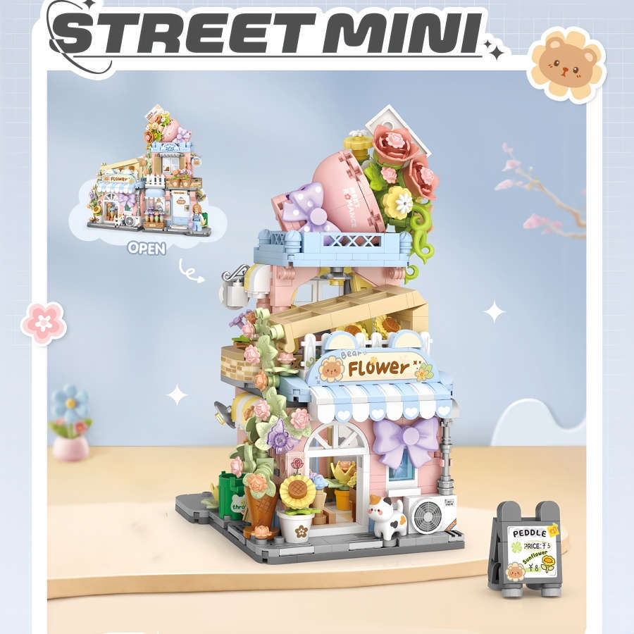 Building Toy Architectural Model Toy Set Style Flowers