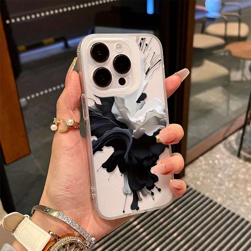 1Pc Transparent Black For iPhone 16 Pro Phone Case Phone Cover