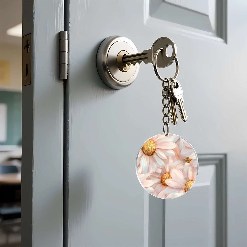 Minimalist Artistic Polished 97X1 97Inch Acrylic Round Keychains For Travel