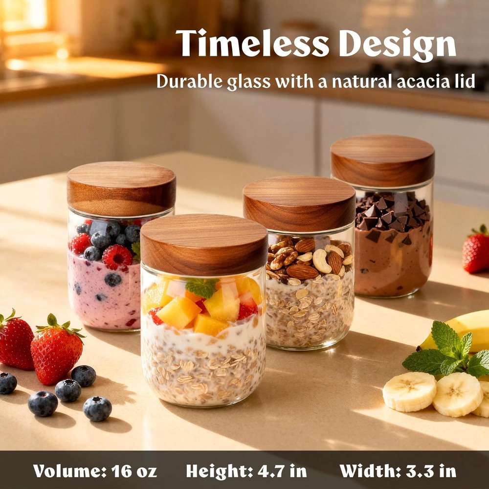 Sealed Jar Color Acacia Lid2Pcs
